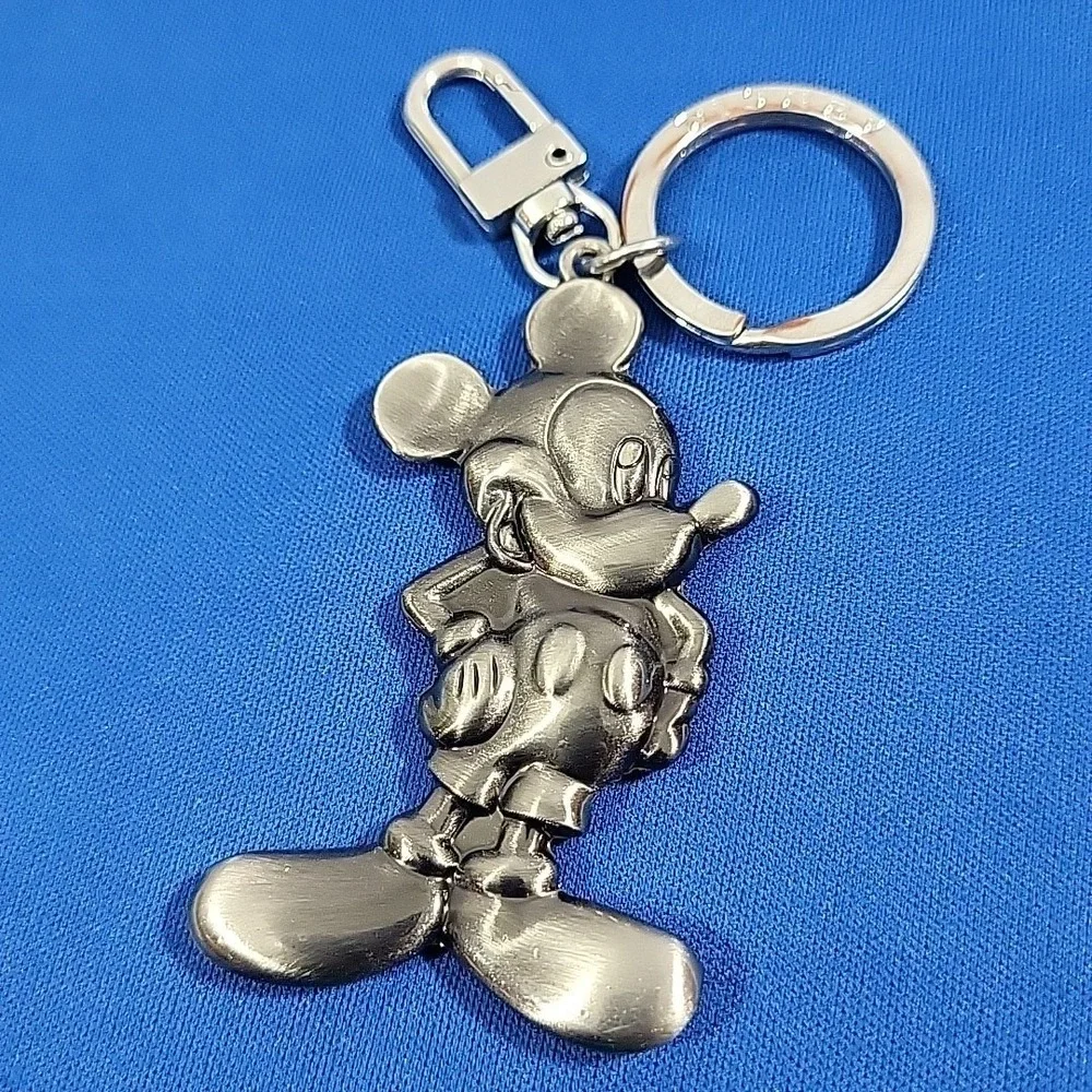 Disney Classic Mickey Mouse Pewter Keychain Clip Hook Solid Heavy